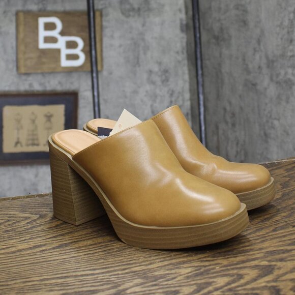 Universal Thread Womens Tess Platform Mule Heels 87931648 Tan Brown 8M - Picture 1 of 10